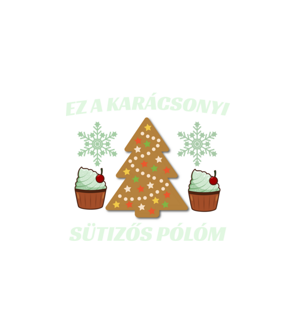 Karácsonyi sütizős minta fehér pólón