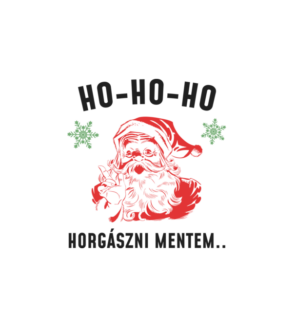 Horgászni mentem Mikulás minta fehér pólón