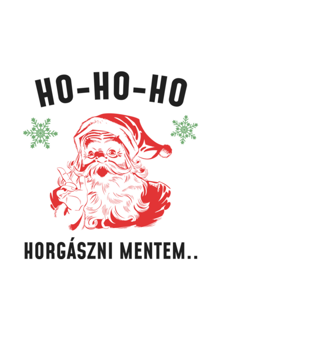 Horgászni mentem Mikulás minta fehér pólón