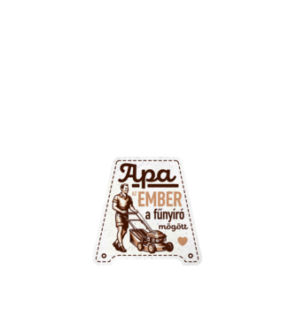 Apa: az ember a fűnyíró mögött minta fehér pólón