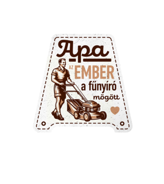 Apa: az ember a fűnyíró mögött minta homokszín pólón