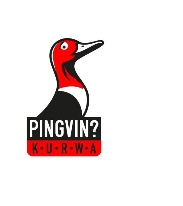 Pingvin? Kurwa! minta fekete pólón