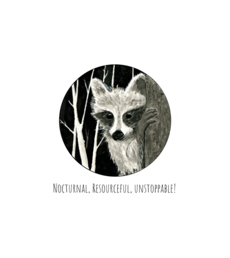Mosómedve - Nocturnal, Resourceful, Unstoppable! minta fehér pólón