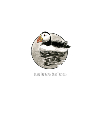 Puffin - Brave The Waves, Soar The Skies minta fehér pólón