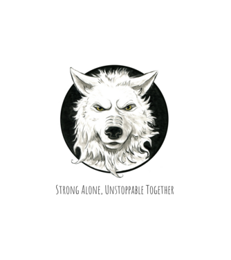 Wolf - Strong Alone, Unstoppable Together minta fehér pólón