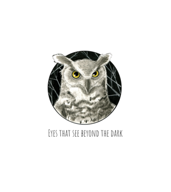 Owl - Eyes that see beyond the dark minta fehér pólón