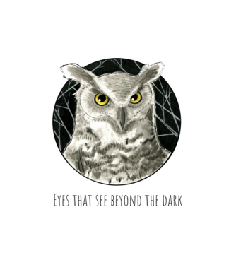 Owl - Eyes that see beyond the dark minta fehér pólón