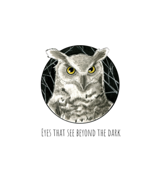 Owl - Eyes that see beyond the dark minta fehér pólón