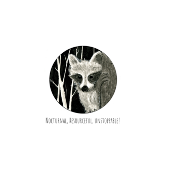 Mosómedve - Nocturnal, Resourceful, Unstoppable! minta fehér pólón