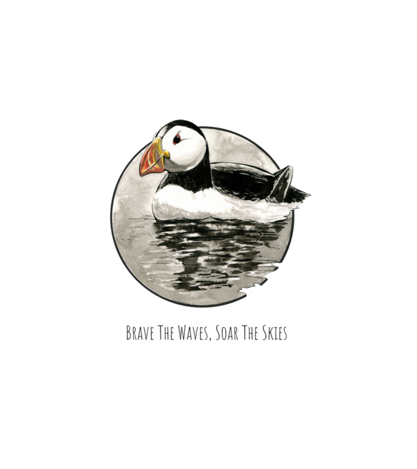 Puffin - Brave The Waves, Soar The Skies minta fehér pólón