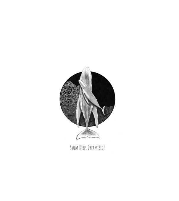 Whale - Swim Deep, Dream Big! minta fehér pólón