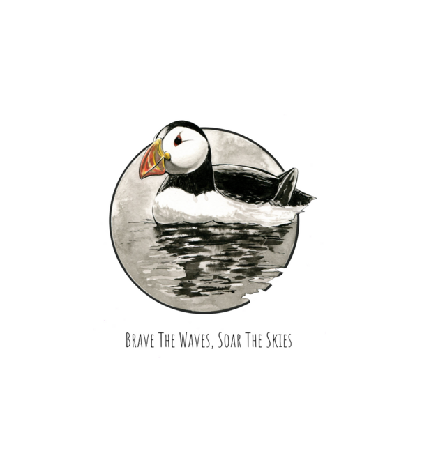 Puffin - Brave The Waves, Soar The Skies minta fehér pólón