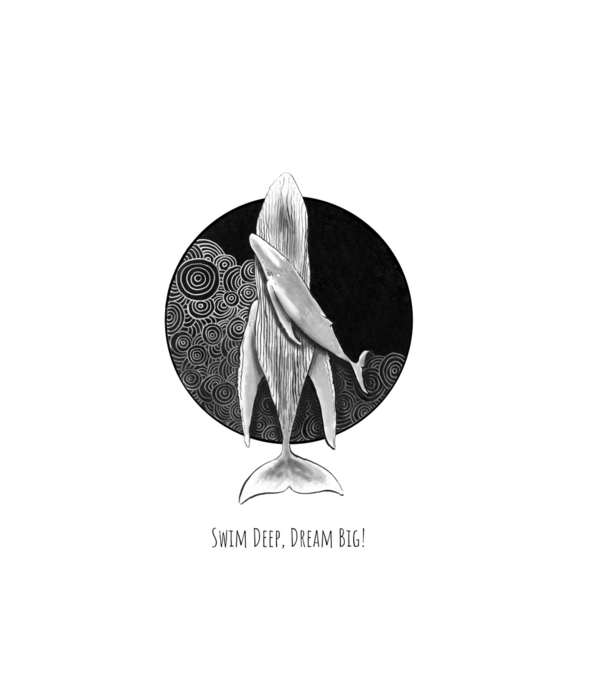 Whale - Swim Deep, Dream Big! minta fehér pólón