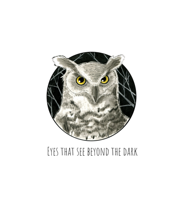 Owl - Eyes that see beyond the dark minta fehér pólón