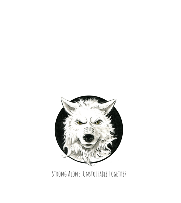 Wolf - Strong Alone, Unstoppable Together minta fehér pólón