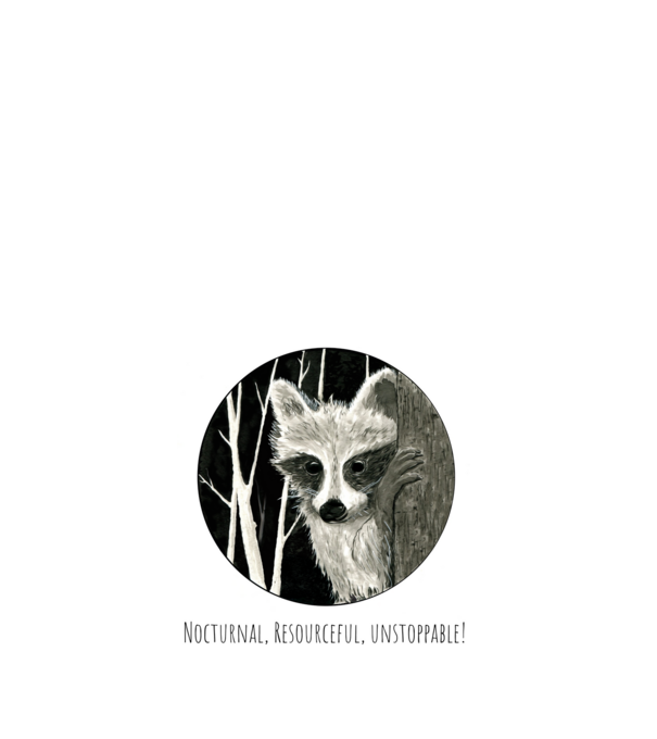 Mosómedve - Nocturnal, Resourceful, Unstoppable! minta fehér pólón