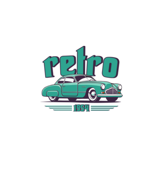 retro car, vintage car, retró autó minta fehér pólón