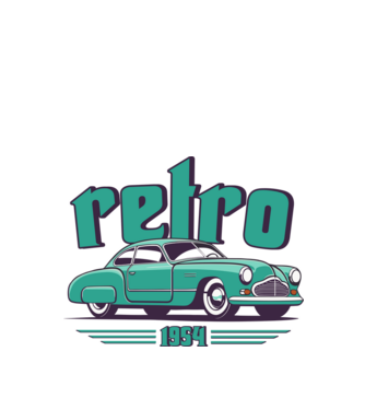 retro car, vintage car, retró autó minta fehér pólón