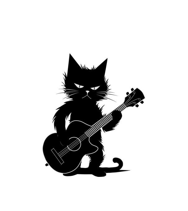 rocker cat, guitar cat minta fehér pólón