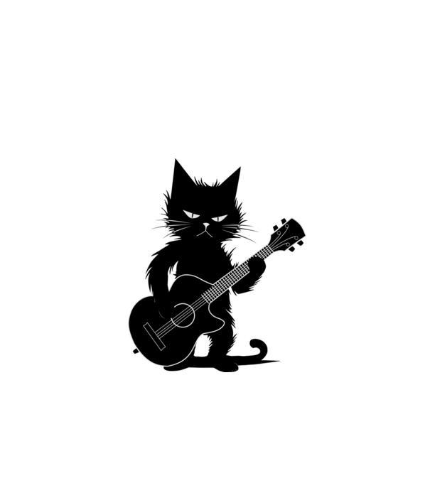 rocker cat, guitar cat minta fehér pólón