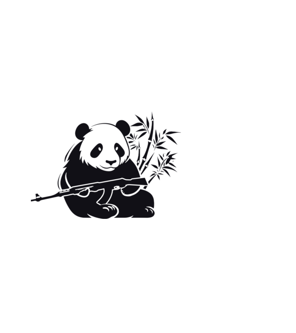 panda gun, panda fegyverrel minta fekete pólón