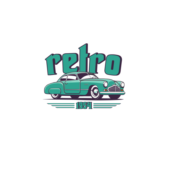 retro car, vintage car, retró autó minta fehér pólón