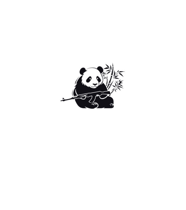 panda gun, panda fegyverrel minta királykék pólón