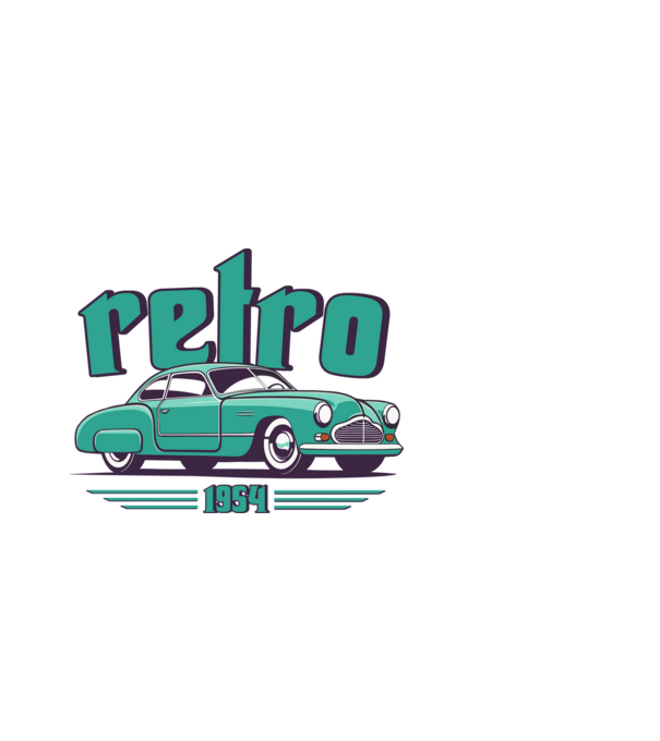 retro car, vintage car, retró autó minta fekete pólón