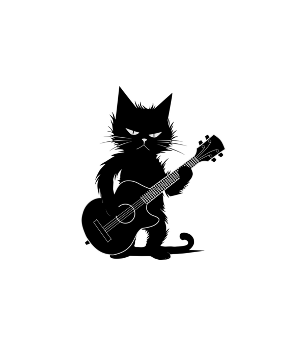 rocker cat, guitar cat minta fehér pólón