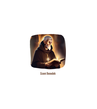 Szent Benedek minta fekete pólón