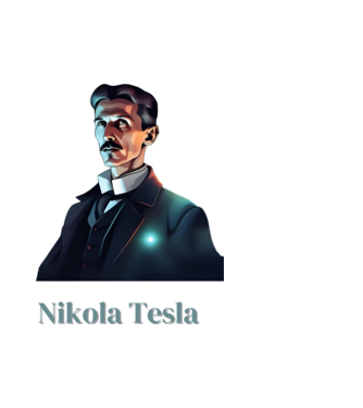 Nikola Tesla minta fehér pólón