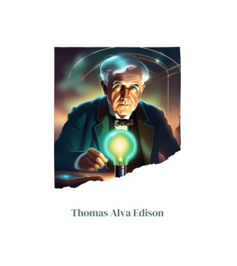 Thomas Alva Edison minta fehér pólón
