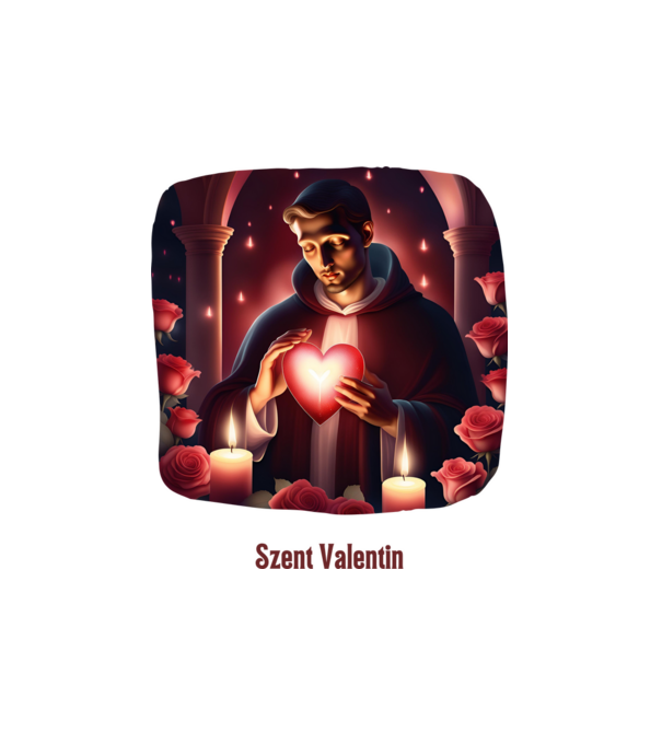Szent Valentin minta fehér pólón