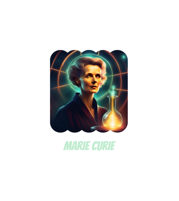 Marie Curie minta fehér pólón