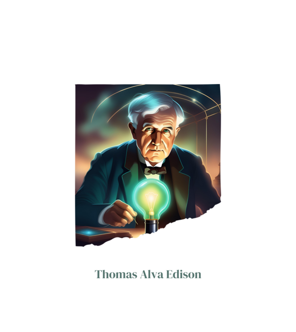 Thomas Alva Edison minta fehér pólón
