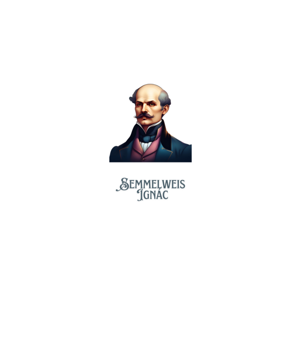 Semmelweis Ignác minta fehér pólón
