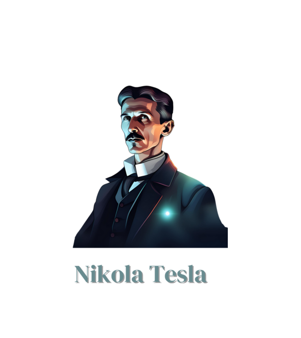 Nikola Tesla minta fehér pólón