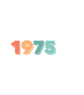 1975 retro dátum minta sötétkék pólón