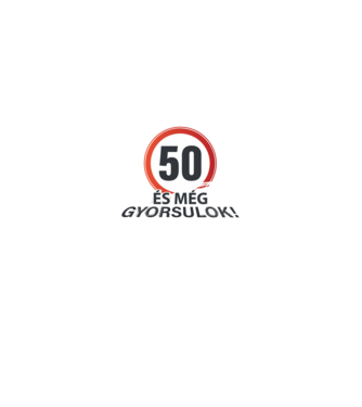 50-es tábla - és még gyorsulok - fehér minta királykék pólón