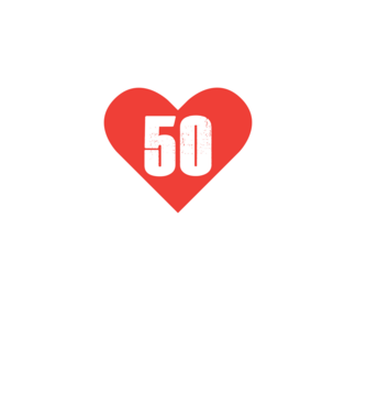 50 szív - fehér minta fekete pólón