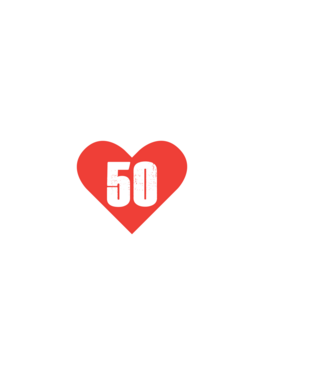 50 szív - fehér minta sötétkék pólón