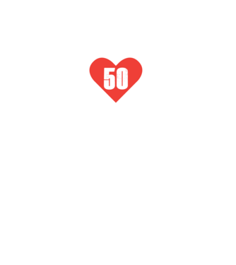 50 szív - fehér minta fekete pólón