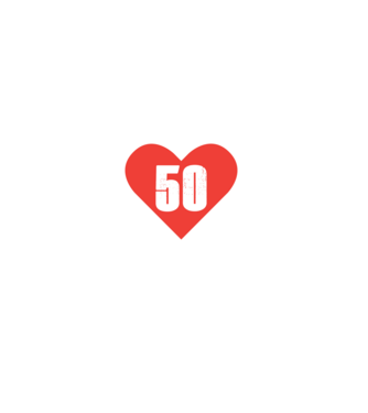 50 szív - fehér minta farmerkék pólón