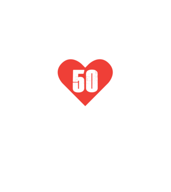50 szív - fehér minta királykék pólón