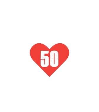 50 szív - fehér minta fekete pólón