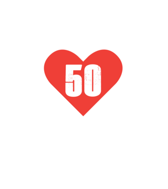 50 szív - fehér minta fekete pólón