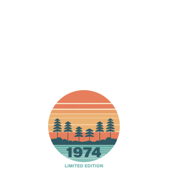 1974 - Limited edition - fák, naplemente minta fehér pólón