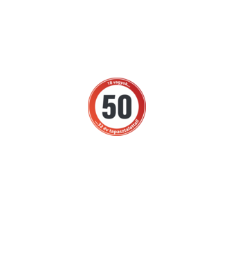 50-es tábla - 18 vagyok 32 év tapasztalattal! minta fekete pólón