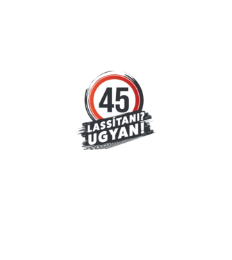 45-es tábla - Lassítani? Ugyan! minta királykék pólón