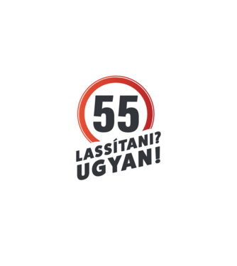 55-ös tábla: lassítani? - fehér minta fekete pólón